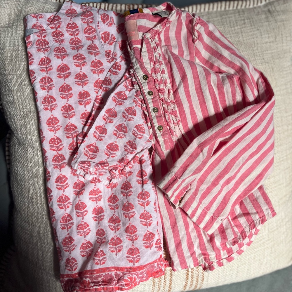 SCOTCH R’BELLE and POMEGRANATE RESORT Set of Two 100% Cotton Shirts